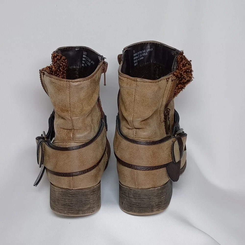 Jellypop Leo Tan Ankle Sweater Zip Boots 6M